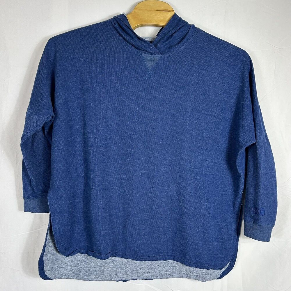 The North Face Women's‎ Blue Oversized Hooded Sweater Shirt High-Low Hem XL